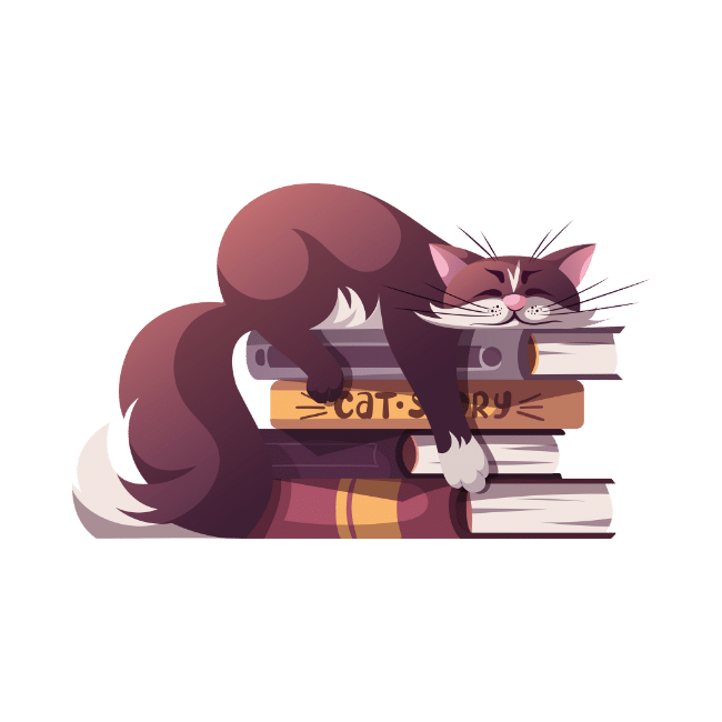 un chat sur des livres